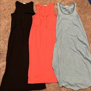 Set of Three Z Supply Dresses in Black, Coral, and Blues Size XS